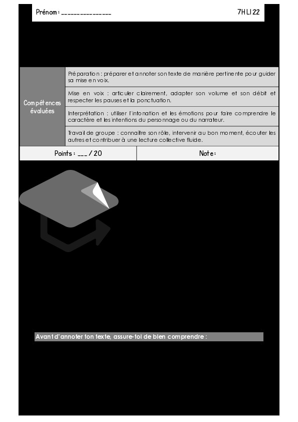 Evaluation Expression Orale - La Fable - Série Orange_2
