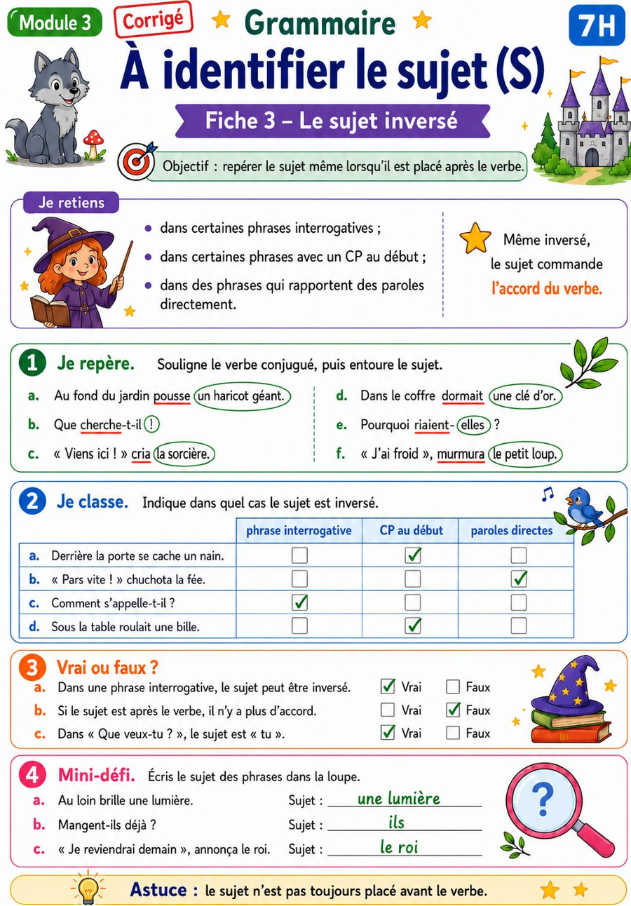 Grammaire 7H – Module 3 : identifier le sujet_2