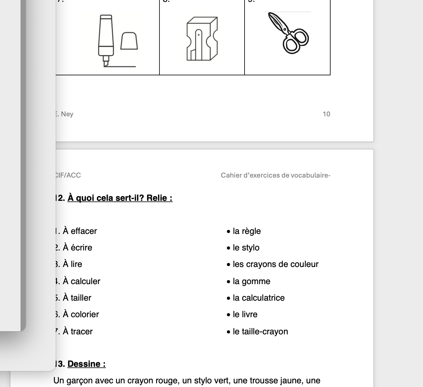 Les fournitures scolaires CIF/ACC_2