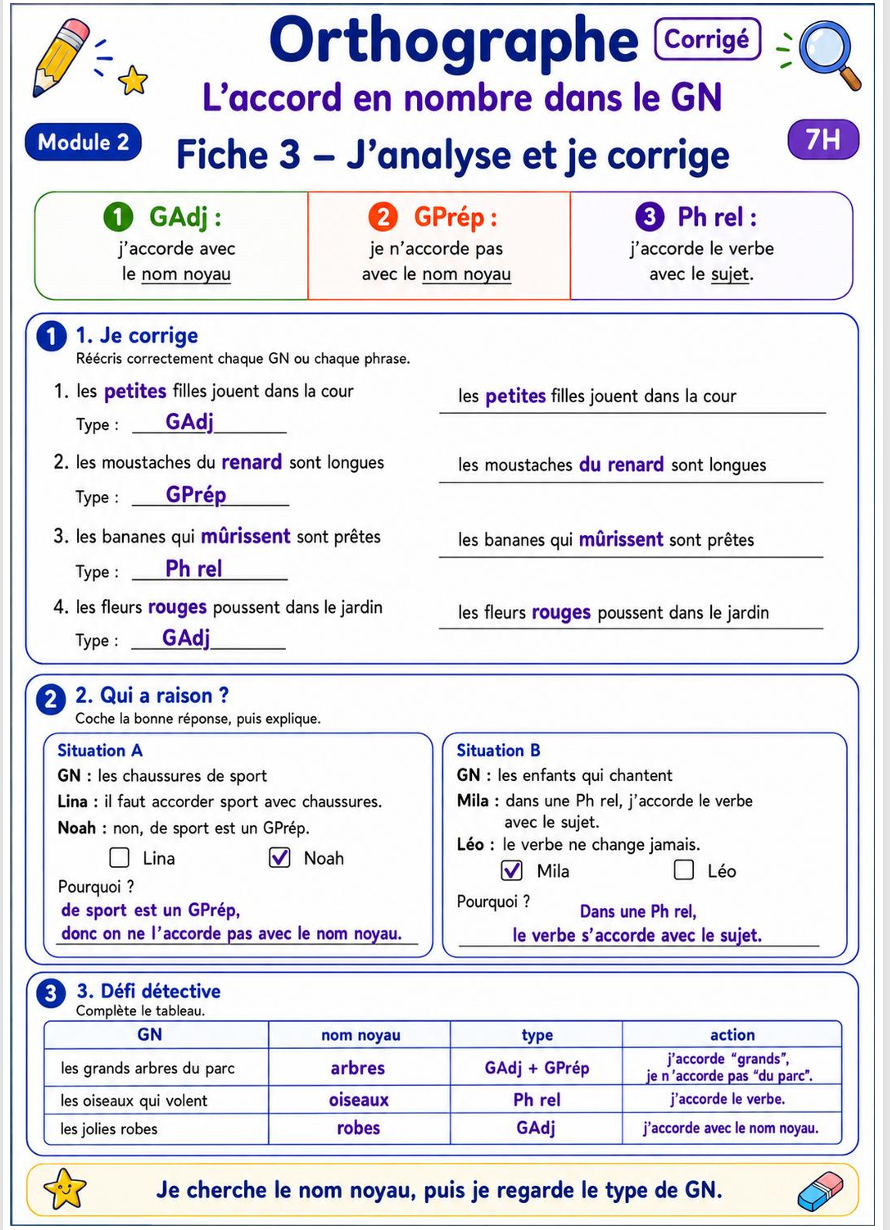 Orthographe 7H – Module 2 : l’accord dans le GN_2