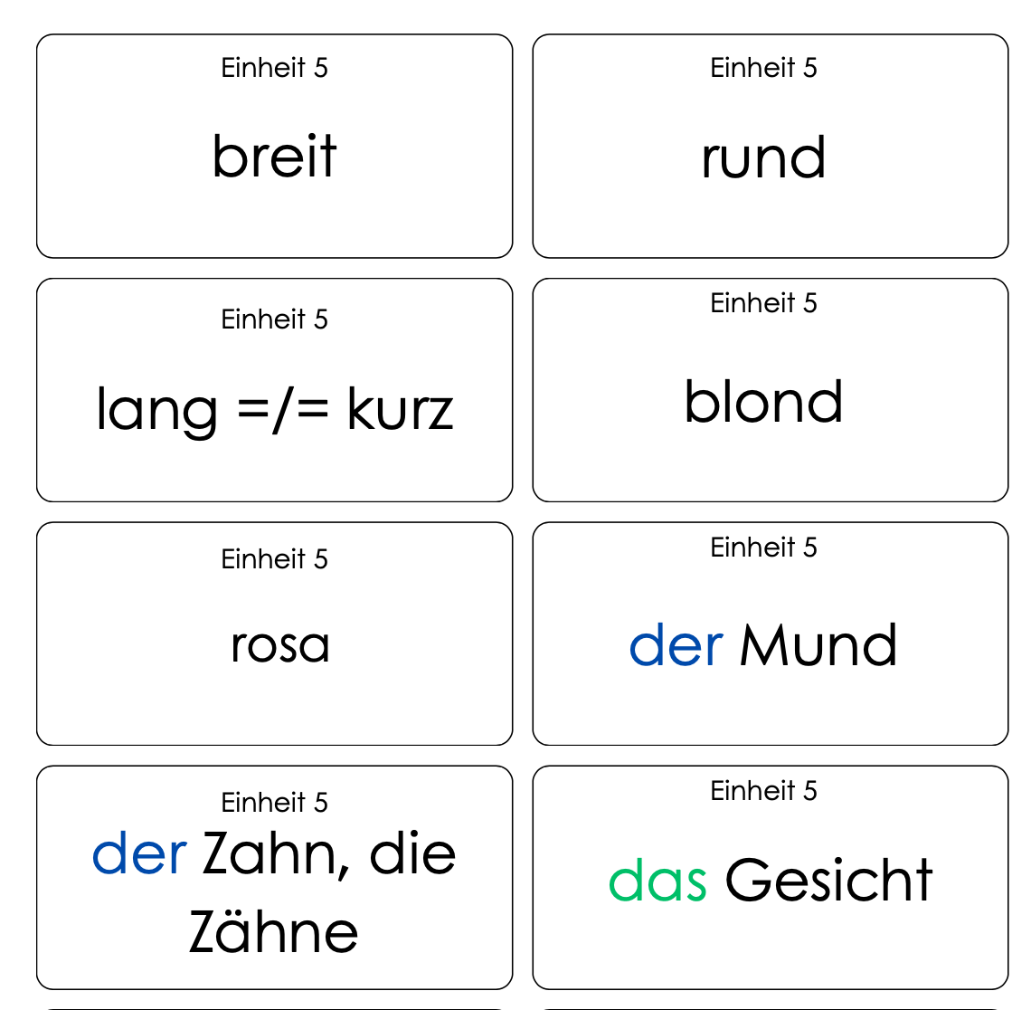 Vocabulaire allemand E6 - 6H_2