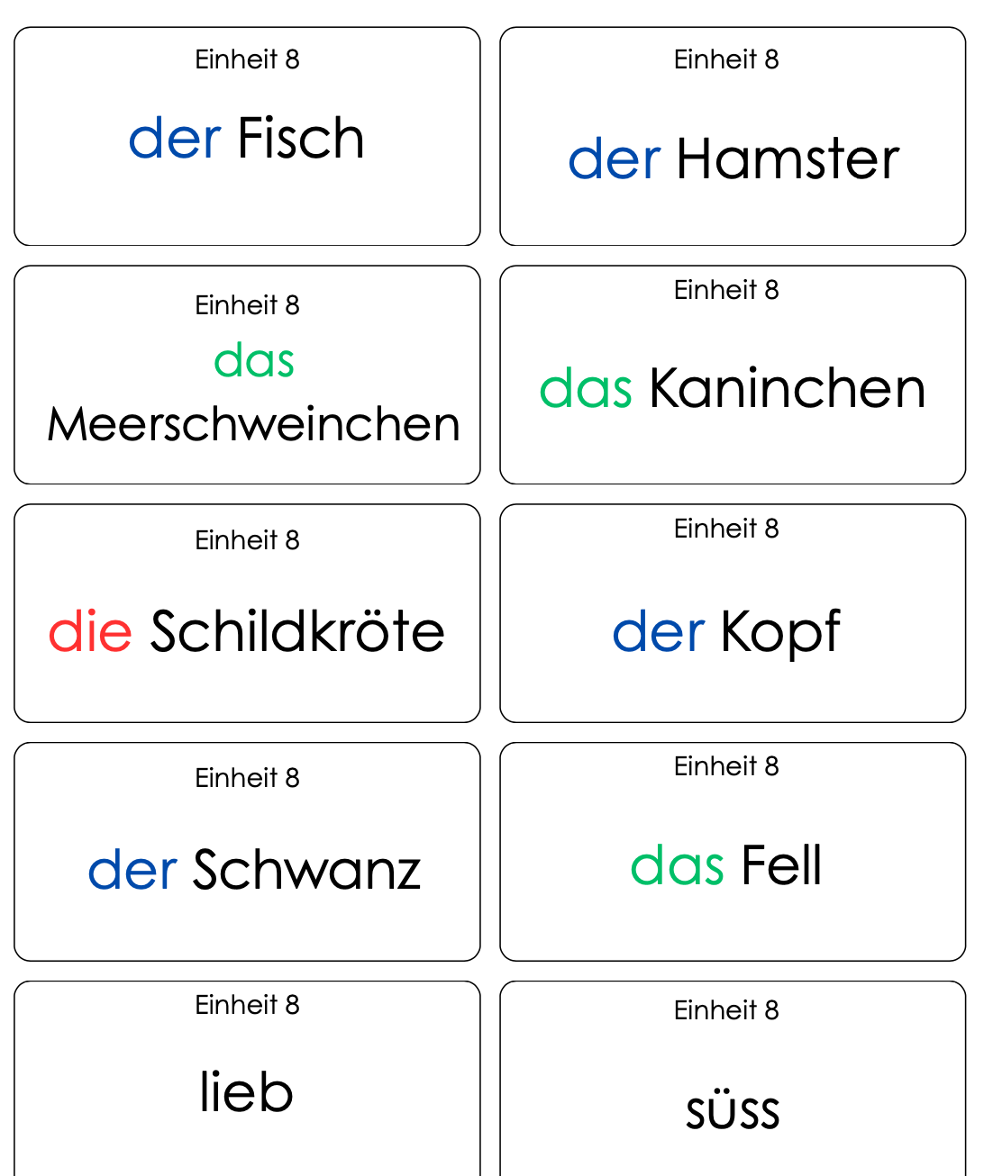 Vocabulaire allemand E8 - 6H_2