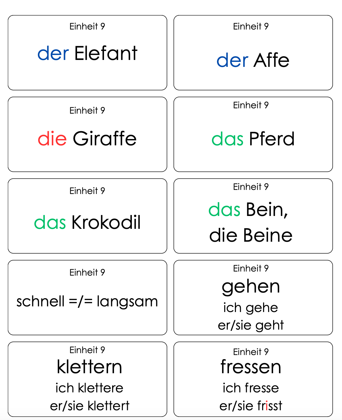 Vocabulaire allemand E9 - 6H_2