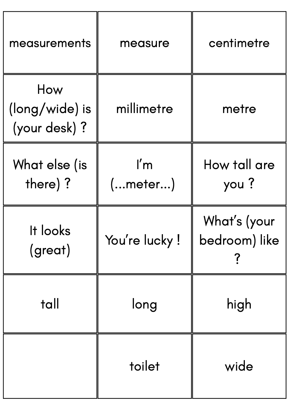 Vocabulaire anglais unité 5_7